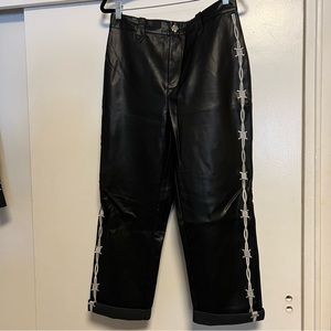 Fashion Brand Company - Pammy Faux Leather Pants. Barbwire embroidery